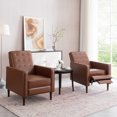 thumbnail image 2 of GDF Studio Mason Mid Century Modern Tufted Pushback Recliners, Set of 2, Cognac Brown and Dark Espresso, 2 of 10