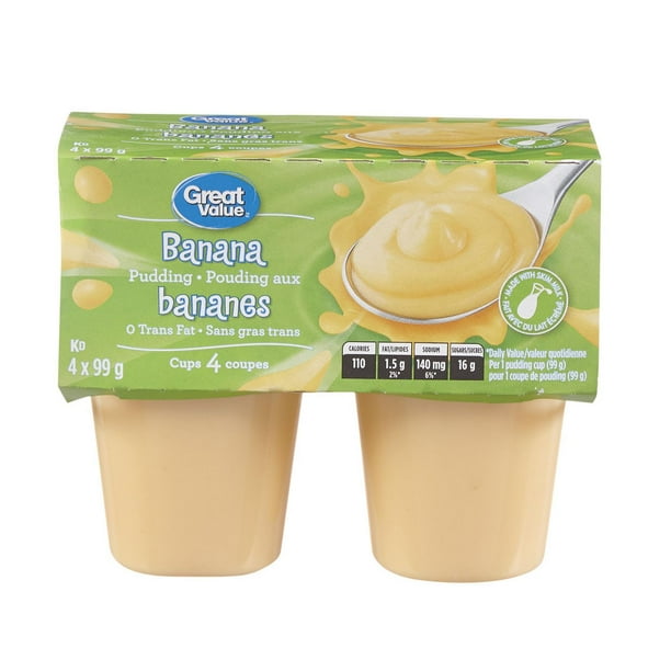 Pouding aux bananes Great Value 4 coupes, 396 g