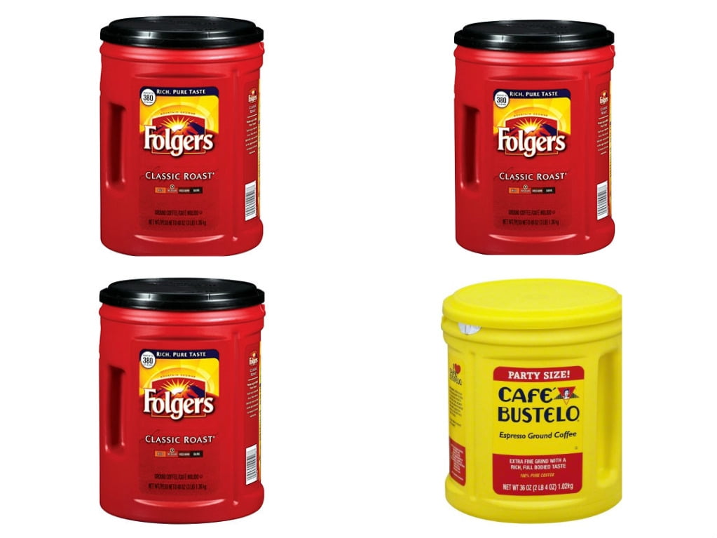 Folgers Coffee Classic 48 Ounce x 3, Cafe Bustelo 36 Ounce