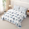thumbnail image 3 of jejeloiu Whimsical Bird Quilt Full For Men Women,Branch Pattern Full Bedspread Sets,Blue White,3 Pieces, 3 of 7