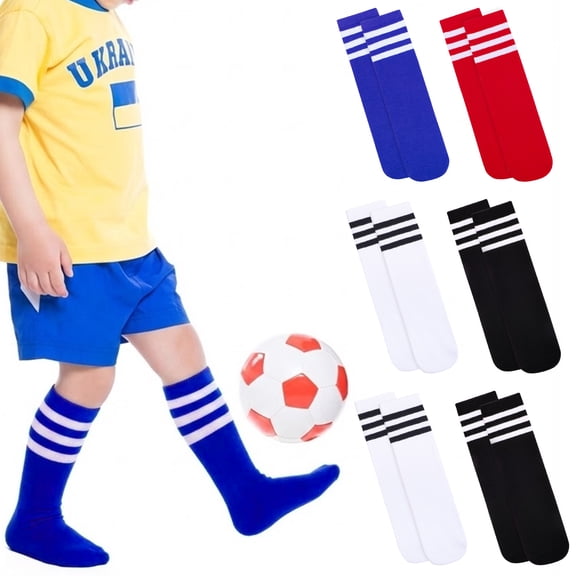 Hengguang ﻿6 Pairs Kids Soccer Socks, Kids Breathable Baseball Socks for Boys & Girls, Youth Sports Socks for Running, Training, Rugby, Hockey