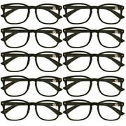 10 Packs Mens Womens Oval Round Frame Reading Glasses Blue Light Blocking Readers +1.00