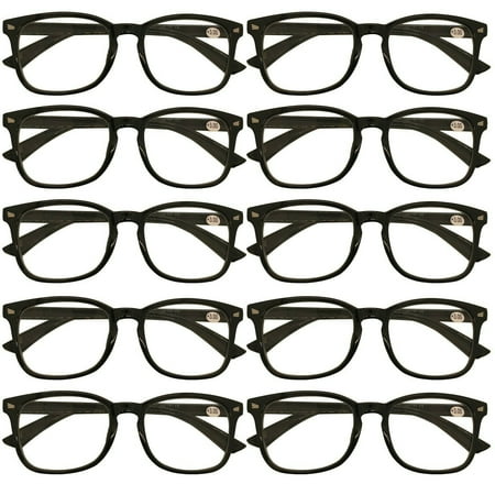 10 Packs Mens Womens Oval Round Frame Reading Glasses Blue Light Blocking Readers +1.00