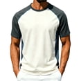 thumbnail image 2 of Kalauyu Mens Athletic Short Sleeve Round Neck Cotton Blend T Shirts Two Tone Side Panel Soft Breathable Summer Daily Color Block Casual Gym Tees, 2 of 9
