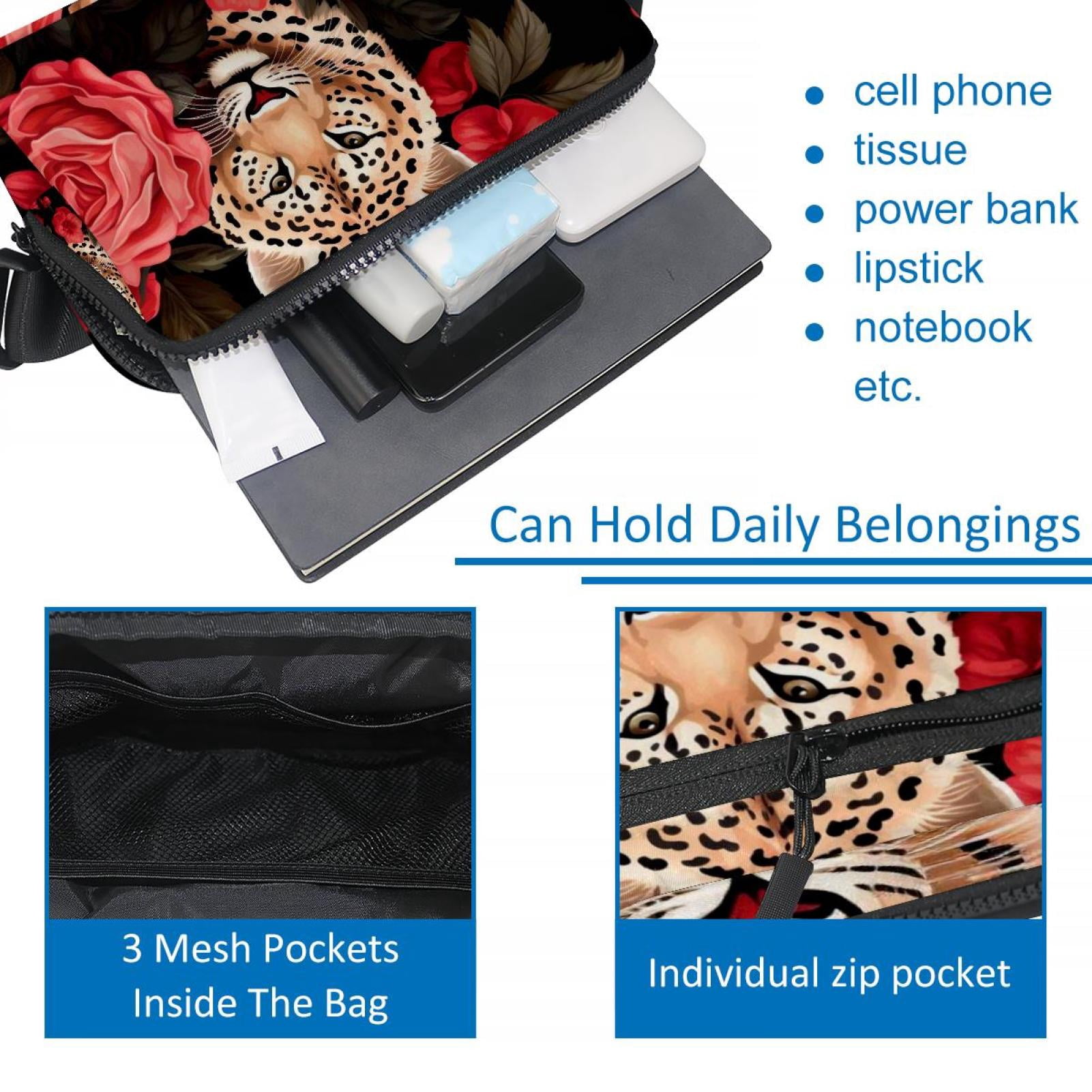 Rose Leopard Lightweight Adjustable Running Belt Bag Fanny Pack Waist Pack with Extension Strap Unisex