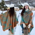thumbnail image 4 of KuKuzhu Thick Shawl Poncho Open Front Cardigan Ruana Cape Knit Scarves Blanket Oversized Sweaters Winter Cloak, 4 of 7