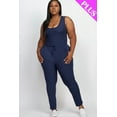 thumbnail image 2 of Ribbed Sleeveless Jumpsuit with Drawstring Waist in Plus Size, 2 of 11