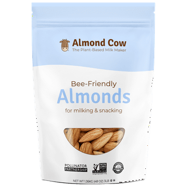Almond Cow Whole Raw Almonds, 3 Pounds, Natural, Non-GMO, Vegan, Gluten Free, Bulk Almonds