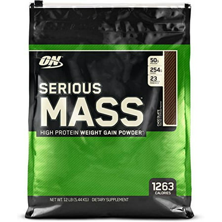 Optimum Nutrition Serious Mass Protein Powder, Chocolate, 50g Protein, 12lb,