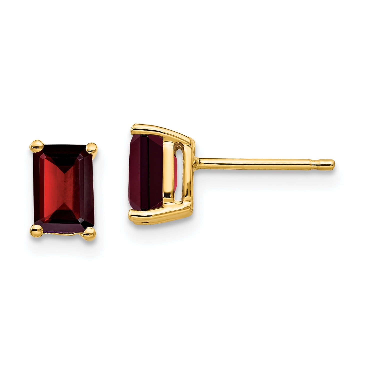 Fine Gemstone Jewelry - 14k 6x4mm Emerald Cut Garnet Earrings XE65GA