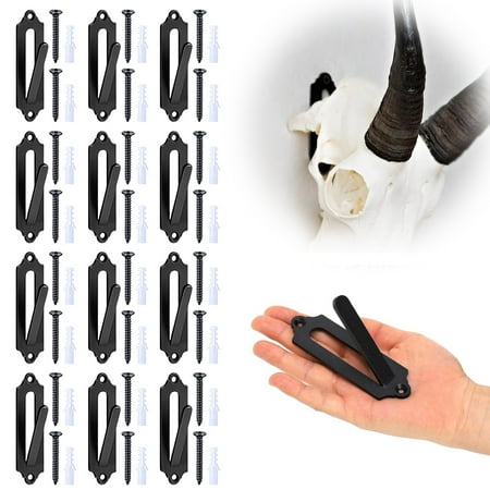 ZOURIH Deer Skull Mount Hanger 12 Pcs Wall Mount Hanger for Deer Head Pronghorn and Other Smaller Animals Skull Wall Hooker with Easy Installation Kit for Indoor Outdoor Black
