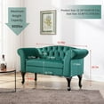 thumbnail image 5 of 52 Inch Kids Velvet Sofa, 2-Seater Loveseat Sofa with Tufted Backrest and Rolled Armrest, Modern Upholstered Couch with Solid Legs for Living Room, Bedroom, Dark Green, 5 of 7