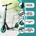 thumbnail image 5 of SereneLife Lightweight and Foldable Kick Scooter Comfortable T-Bar Handlebar, Adjustable Scooter for Teens and Adult, Alloy Deck with High Impact Wheels, Durable ABEC-7 Bearings Aqua on Black SLTS02, 5 of 7