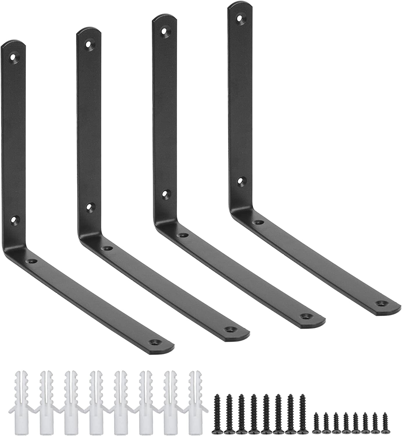 ICOOL 4 Pack Shelf Brackets 10 x 8 inch Black Heavy Duty Floating Shelf