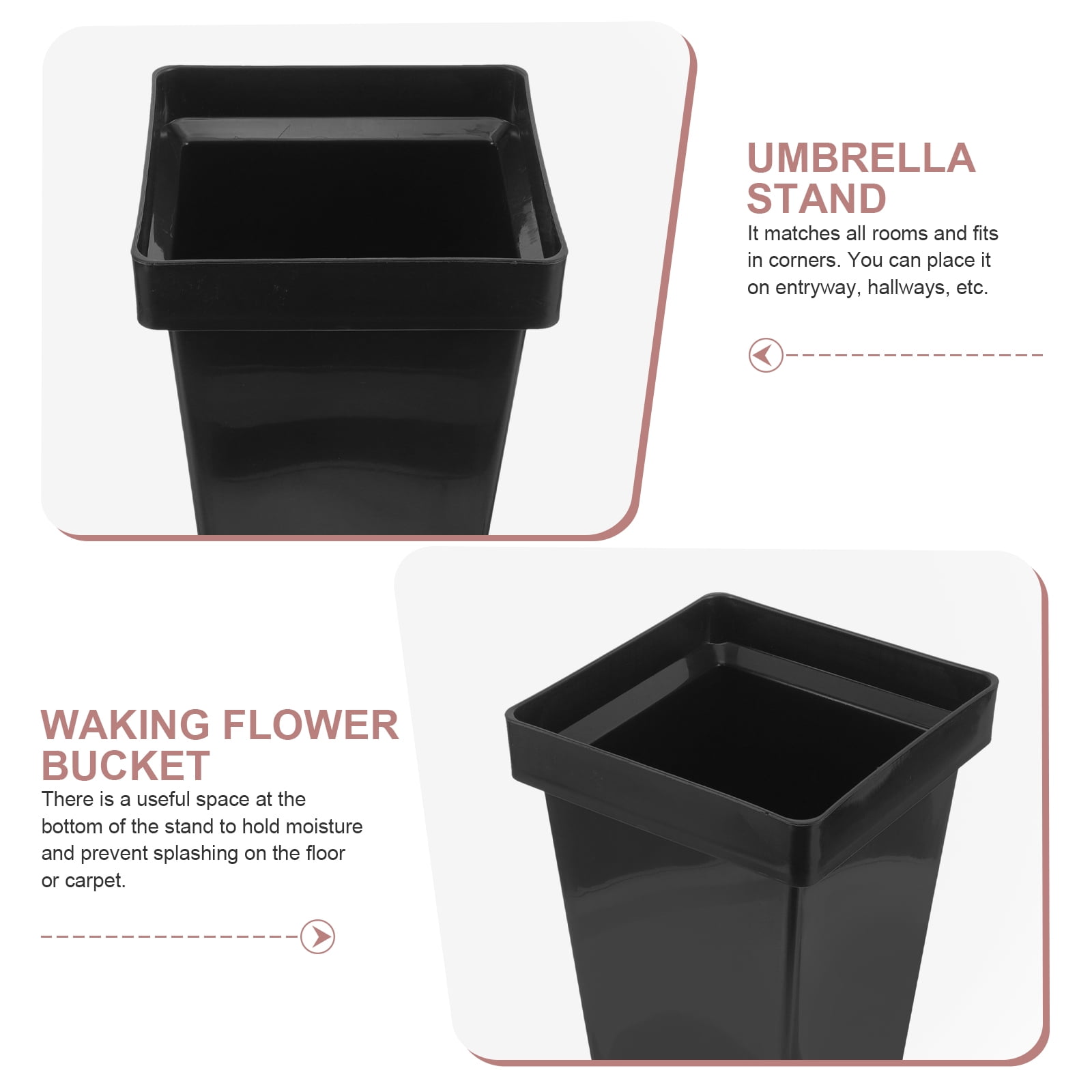 IBASETOY Outdoor Indoor Umbrella Holder Umbrella Basket Holder Plastic Black Simple Design for Entryway 1Set