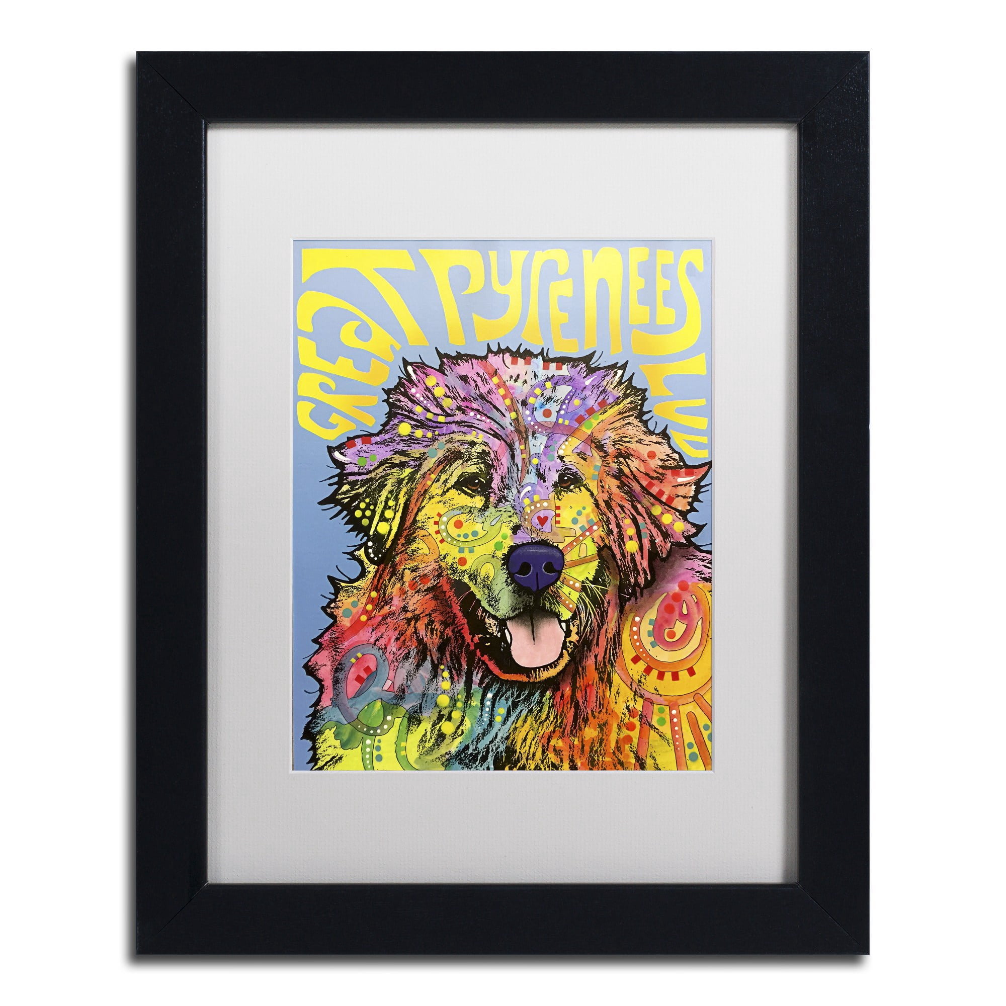 Trademark Fine Art 'Great Pyrenees' Canvas Art by Dean Russo, White Matte, Black Frame