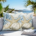 thumbnail image 4 of Ocean Life Outdoor Pillow Covers Pack of 2 Marine Coral Shell Algae Starfish Oil Painting Waterproof Throw Pillow Covers Decorative Cushion Cases for Patio Garden Tent Balcony Couch 18x18 inch, 4 of 8