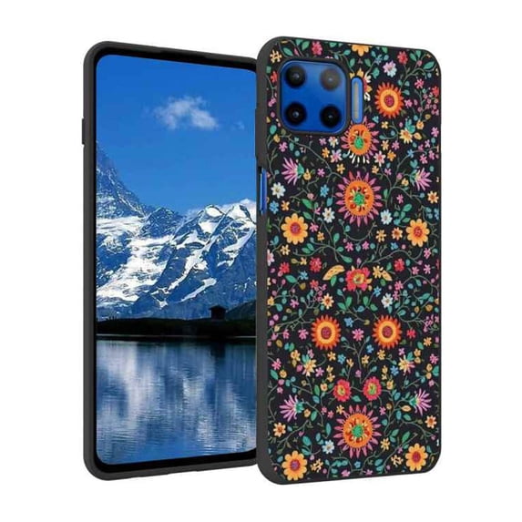 Colorful-Ornate-Bohemian-Mexican-Embroidery Phone Case, Degined for Moto One 5G UW Case Men Women, Flexible Silicone Shockproof Case for Moto One 5G UW