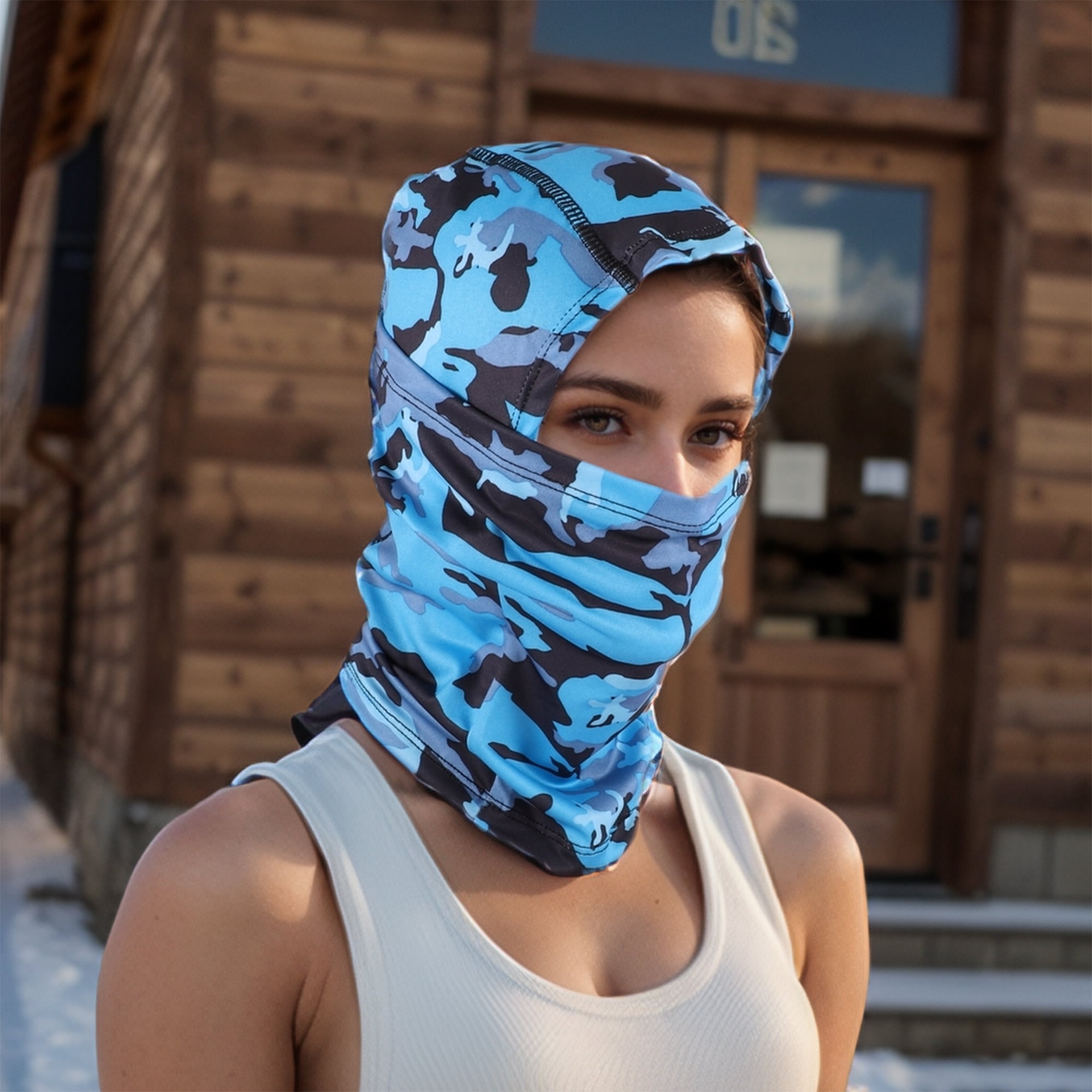 Unique Bargains Quick-drying Ice Silk Camouflage Balaclava Face Mask 1 Pc Dark Blue