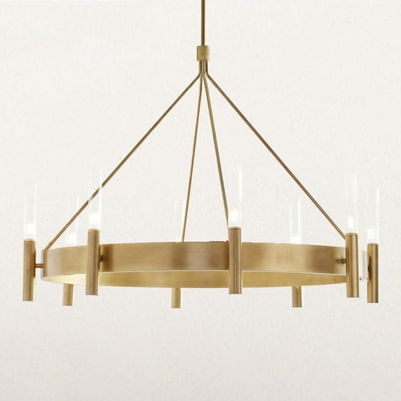 Dinning Room Chandelier, Mid-Century Fluted Glass Tube Chandelier