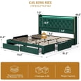 thumbnail image 3 of ARICOEASY California King Size Bed Frame with Storage Drawers and LED Headboard for Bedroom, Green, 3 of 9