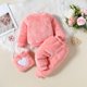thumbnail image 2 of Gibobby Conjunto de Sudadera y Pantalón Camiseta de forro polar de manga larga con forma de corazón para niños y niñas(Rosa,18-24 Meses), 2 of 5
