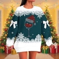 thumbnail image 2 of Edvintorg Christmas Sweatshirts for Women Fashion Holiday Style Real Bow Loose Long Sleeve Pullover Top Fall Winter Plus Size Clothing, 2 of 5