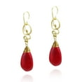 thumbnail image 2 of Graceful Red Synthetic Coral Teardrop w/ Swirling Brass Dangle Earrings, 2 of 4