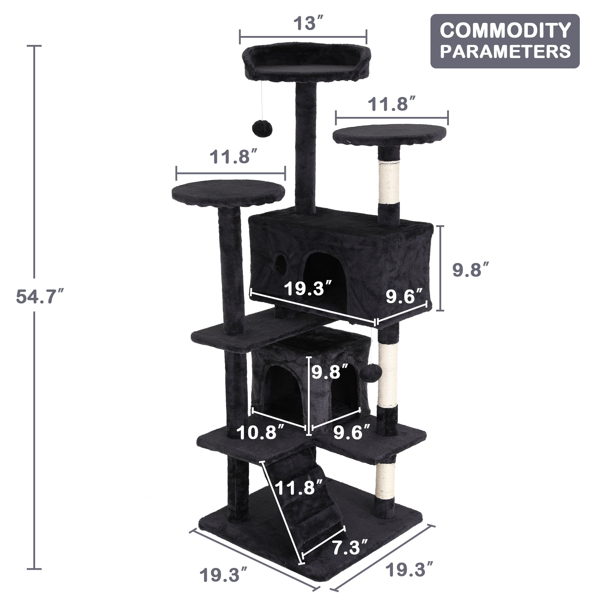 YRLLENSDAN 54 inch Tall Cat Trees and Towers for Small Medium Cats, Multi-Level Cat Tree Tower with Scratching Posts Stand Cat Condos Cat Towers for Indoor Cats Kitten Pet Play House