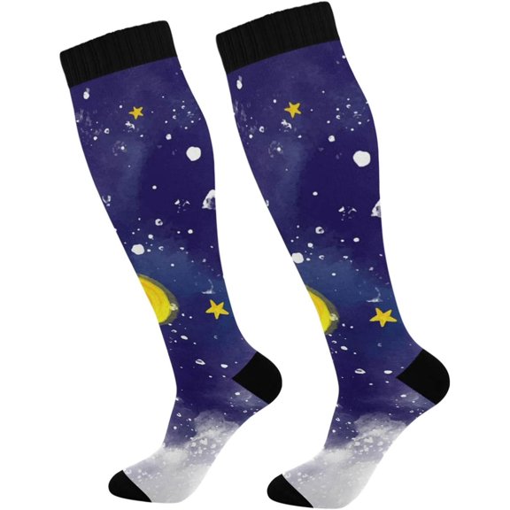 GZHJMY Star Compression Socks, Women Men Long Stocking (20-30mmHg), Travel Knee High Stockings for Athletic Sports,Running,Cycling,Nursing