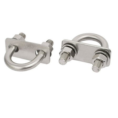 Prop Nut 3/8' 2 Washers Unique Bargains 2pcs M10x25mm 304 Stainless Steel Round U-Bolt w Plate and Hex Nut Flat Washer ()