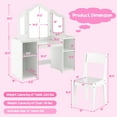 thumbnail image 3 of Gymax Kids Vanity 2 in 1 Princess Makeup Desk & Chair Set Safe Tri-fold Mirror White, 3 of 9