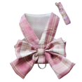 thumbnail image 1 of Koszal Pet Chest Strap Set Plaid Pattern Dress-up Good Air Permeability Cats Dogs Vest Harness Leash Set Pet Supplies, 1 of 8
