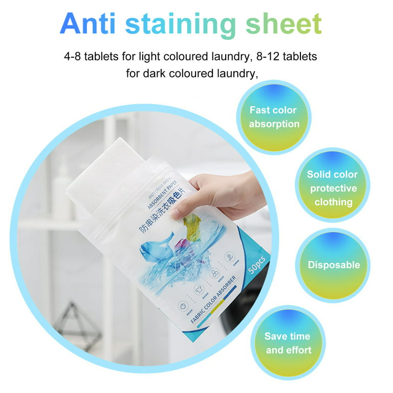 Smrinog 100Pcs Colour Catcher Sheets Efficient Color Protection Disposable  Washing Machine Anti Cloth Dyed Color Grabber for Home, 2 Bags 