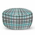 thumbnail image 1 of Abstract Pouf Cover with Zipper, Composition of Horizontal and Vertical Continuing Streaks Classic Design, Soft Decorative Fabric Unstuffed Case, 30" W X 17.3" L, Seafoam Grey White, by Ambesonne, 1 of 5