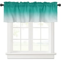 Turquoise Curtain Valance for Windows Teal Green Ombre Rod Pocket Valance Window Treatments Gradient Gradual Color Short Curtains for Kitchen Windows Bathroom Bedroom 54 x 18 inch