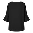thumbnail image 5 of Hilenly 3/4 Bell Sleeve Tops for Women Side Button Cotton Linen Shirts V Neck Blouse, 5 of 10