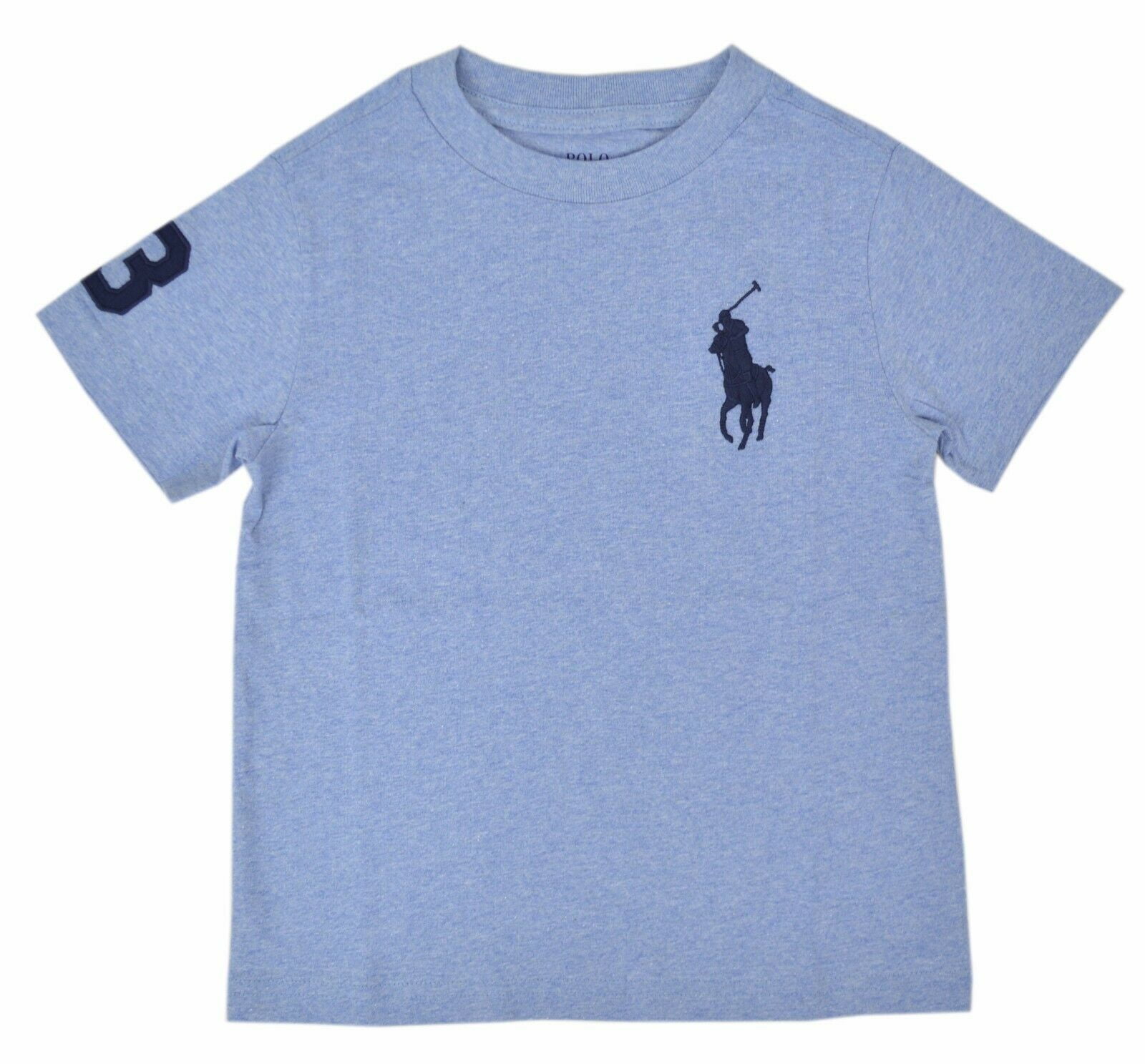 New Polo Ralph Lauren Boys Kids Big Pony Cotton Jersey Tee Blue HTR Size 6  9621-1 