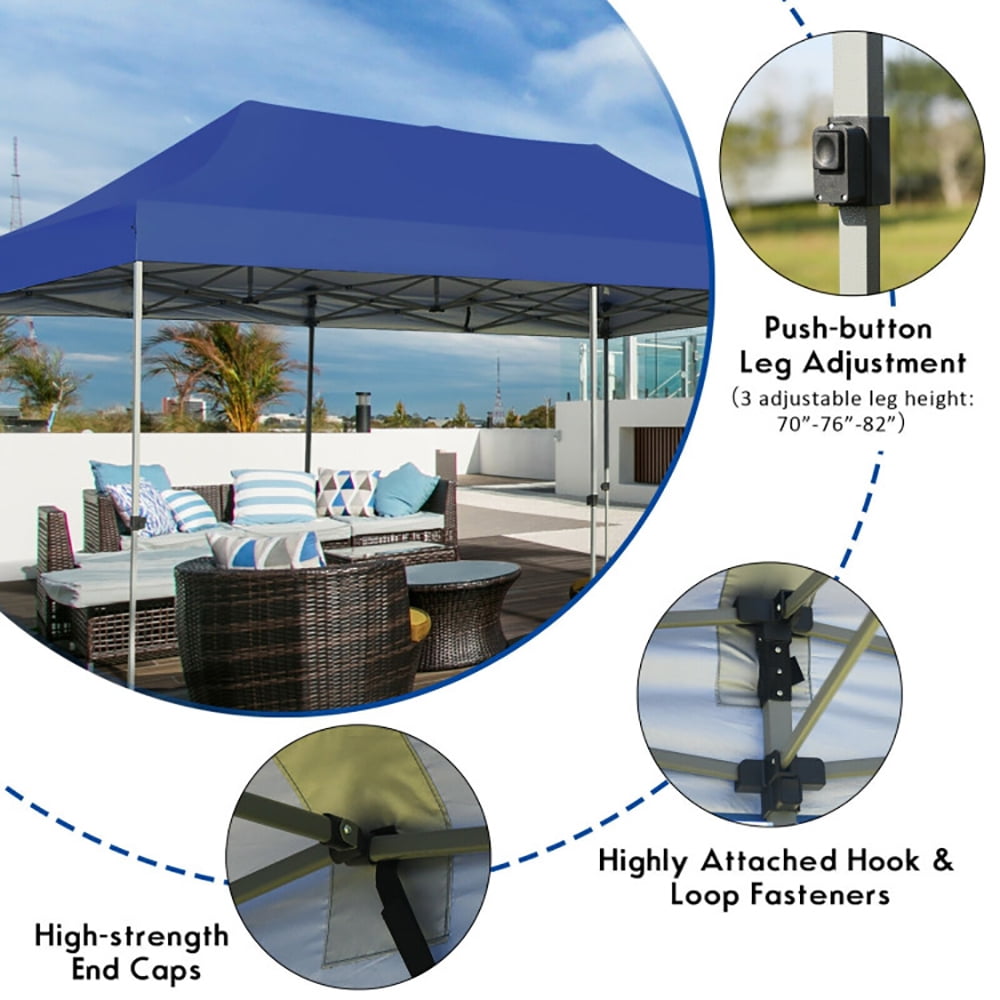 Aimee Lii 10 x 20 Feet Adjustable Folding Heavy Duty Sun Shelter with Carrying Bag, Backyard Canopy Gazebo, Blue