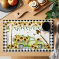 thumbnail image 2 of Sunflowers Placemats Set of 12, Spring Farmhouse Country Truck Floral Black Plaid Placemats for Dining Table, Place Mats for Kitchen Tabletop, Waterproof Wipeable Dining Table Mats Set, 2 of 9