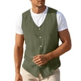 thumbnail image 3 of Wiyuqeen Men's Linen Vest Button Down Lightweight Solid Color Sleeveless Shirts Fishing Safari Travel Outwear M-3XL, 3 of 7