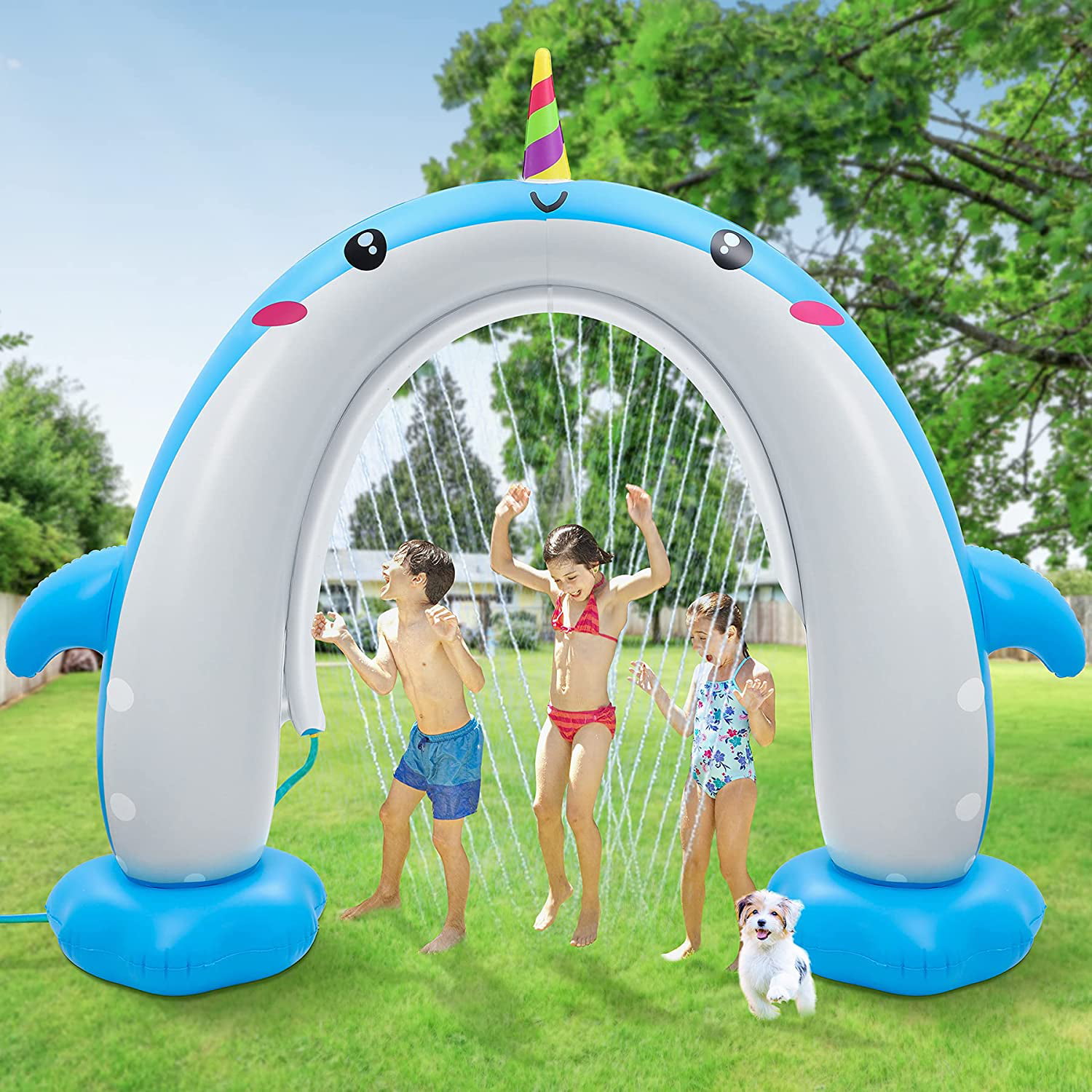 Gymax Inflatable Rainbow Sprinkler Backyard Games Summer Outside 