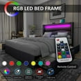 thumbnail image 2 of VANACC Queen Upholstered Bed Frame with RGBW LED Headboard, 4 Storage Drawers & USB Ports, Dark Grey, 2 of 7
