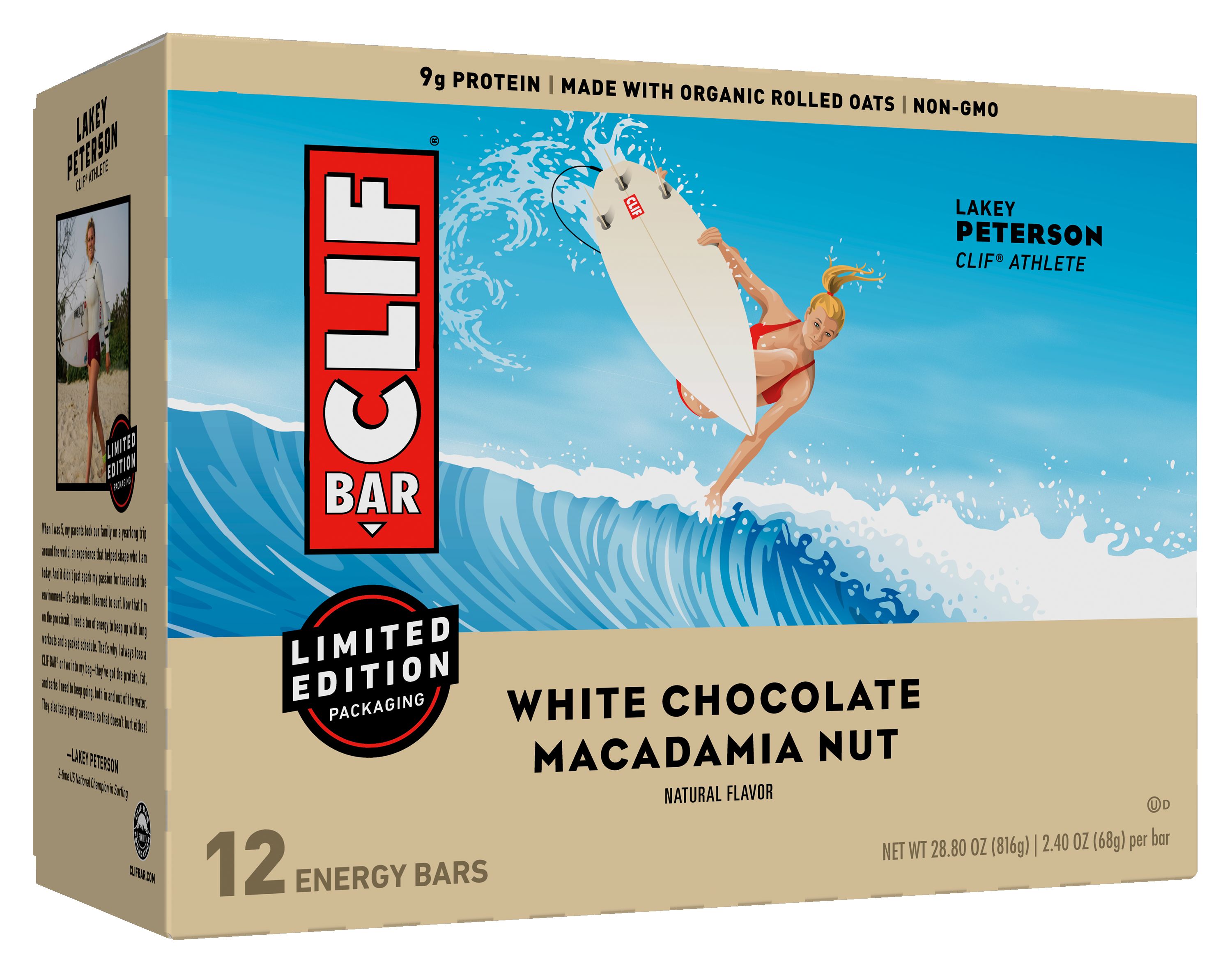 CLIF Bar Energy Bars, White Chocolate Macadamia Nut, 9g Protein Bar, 12