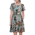 thumbnail image 1 of Balery Mallard Ducks Swimming Vestidos sueltos de manga corta para mujer, vestidos de verano 2025, vestidos casuales de corte A con vuelo., 1 of 6