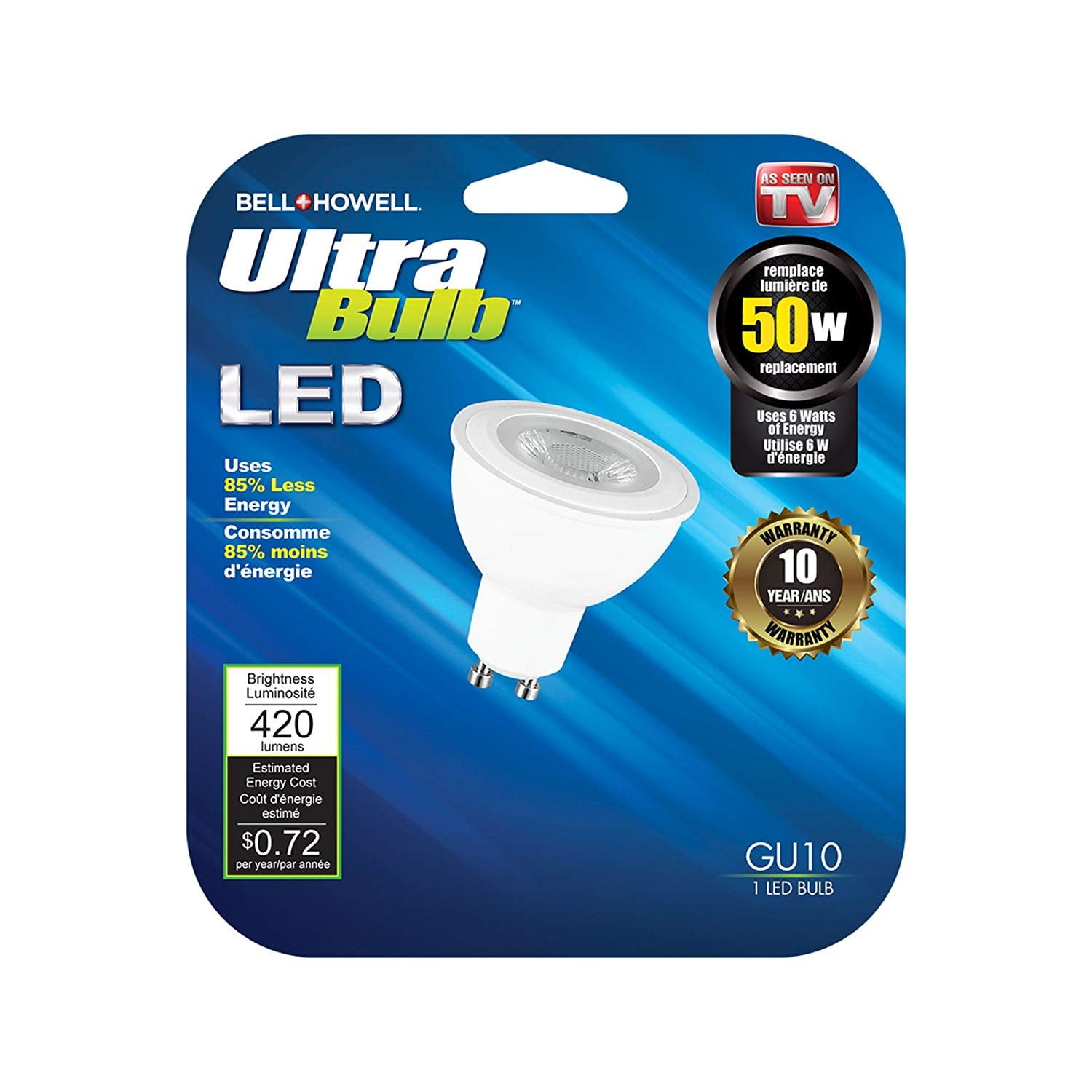 Bell & Howell 50 Watt LED Ultra Light Bulb, Brighness 420 Lumens, 10