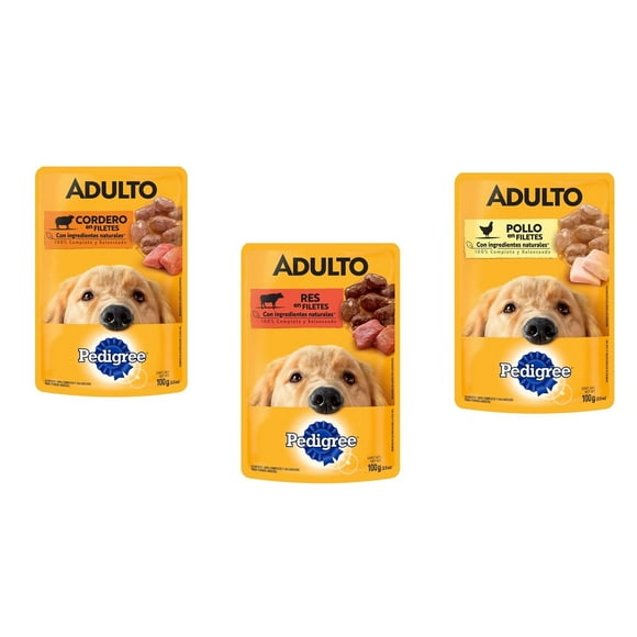 Paquete de 12 sobres Pedigree Adulto res en filetes 100 gr