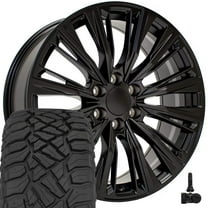 OE Wheels CA93 22 Inch Rims and Tires Fit Escalade-V Series Style 6x139.7 22x9 Satin Black - Hollander 4869 - TerraMax RT 285/45-22 (Set of 4)