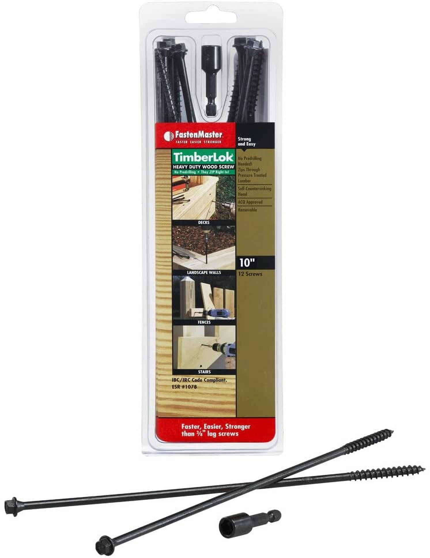 FastenMaster FMTLOK10-12 TimberLOK Heavy-Duty Wood Screw, 10 Inches, 12-Count