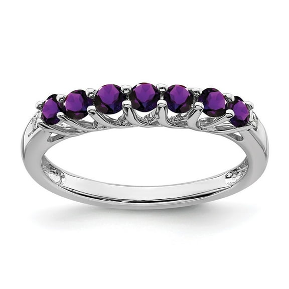 Auriga Fine Jewelry 925 Sterling Silver Rh-plated Amethyst and Diamond Ring for Women Size 6